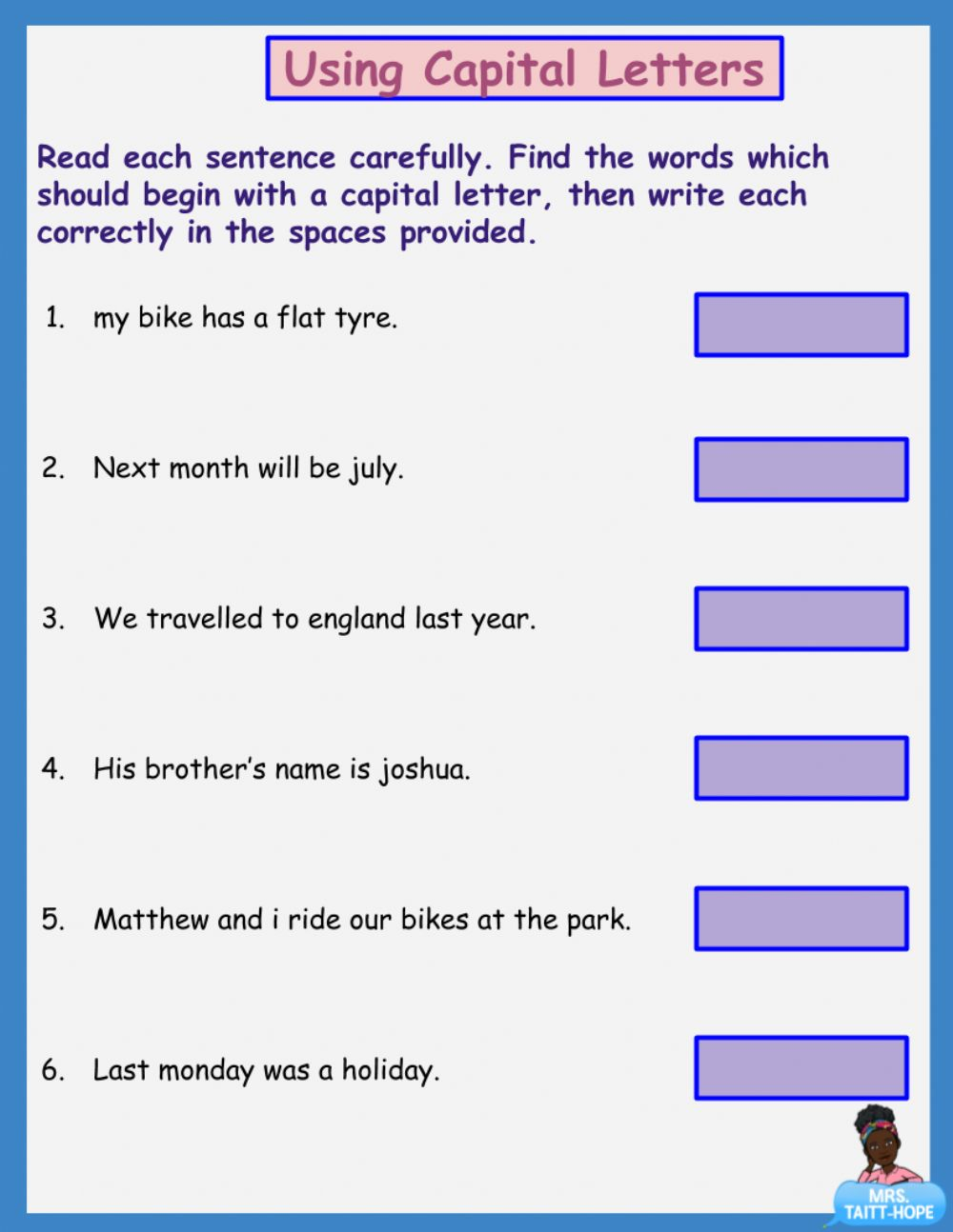 Using Capital Letters - 2 Worksheet
