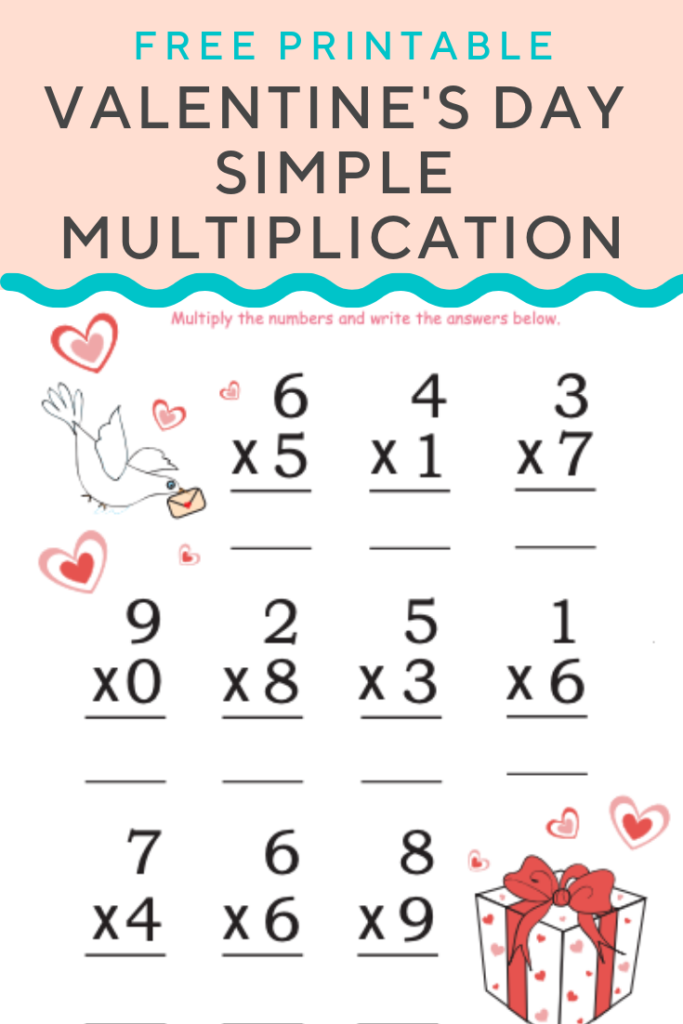 Valentine's Day Simple Multiplication | Worksheet