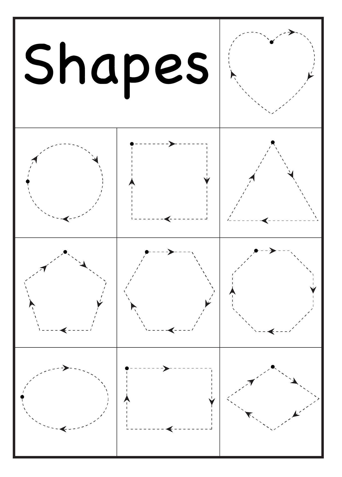 Worksheets For 2 Year Olds Shapes | Tracing Worksheets