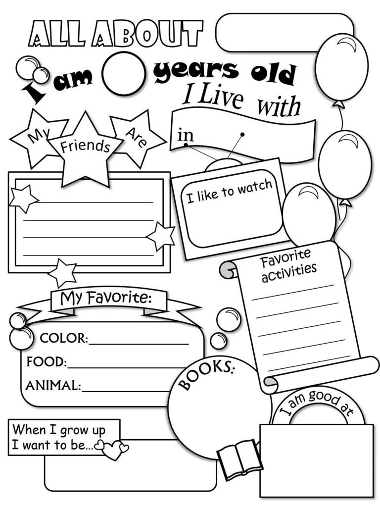 33 Pedagogic All About Me Worksheets KittyBabyLove