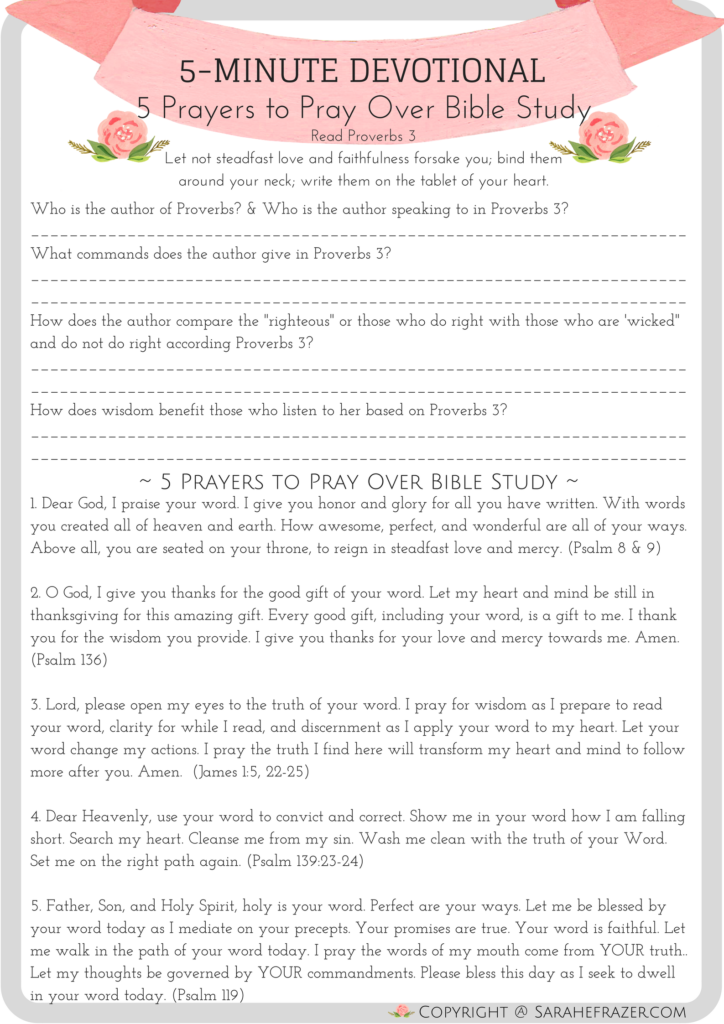 5 Prayers To Pray Over Your Bible Study Bible Prayers 