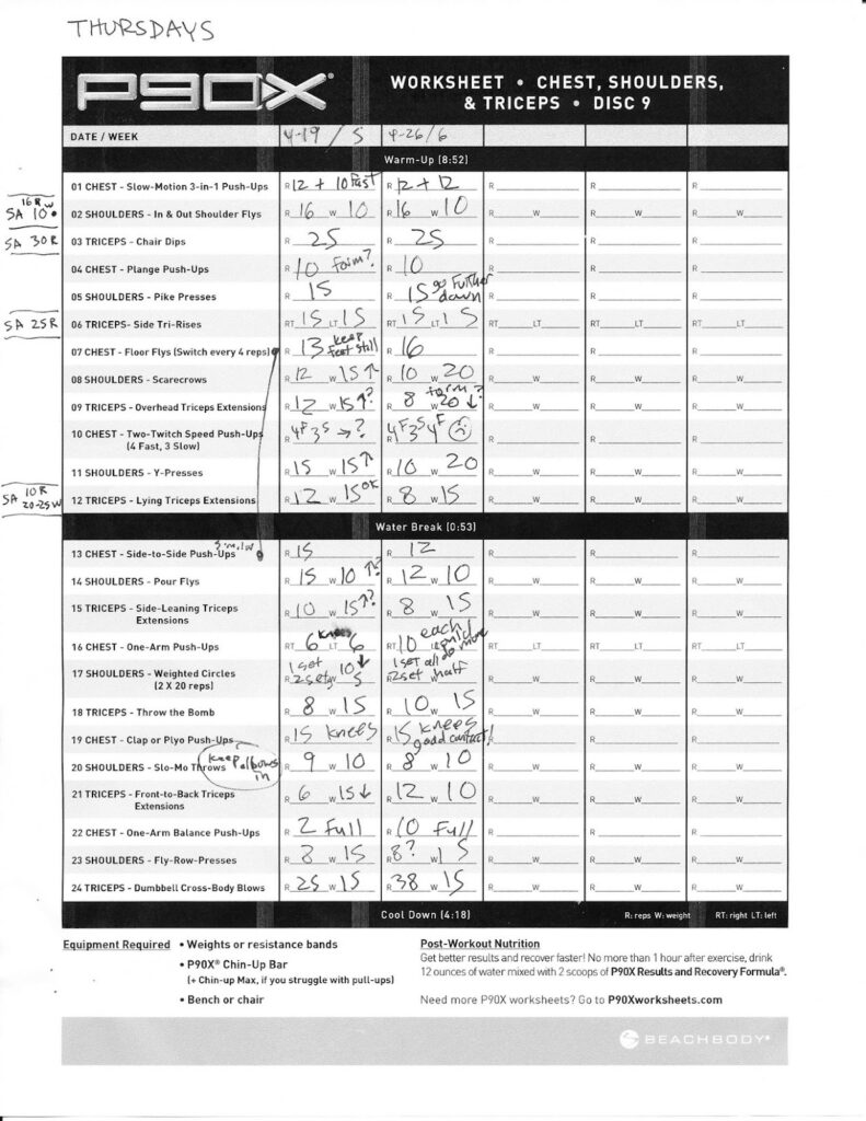 Ab Ripper P90X Worksheet Printable P90x Worksheets