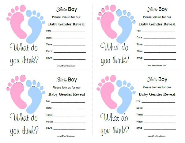 Baby Gender Reveal Invitations Free Printable 