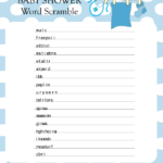 Baby Shower Word Scramble Game In Blue Color Baby Shower
