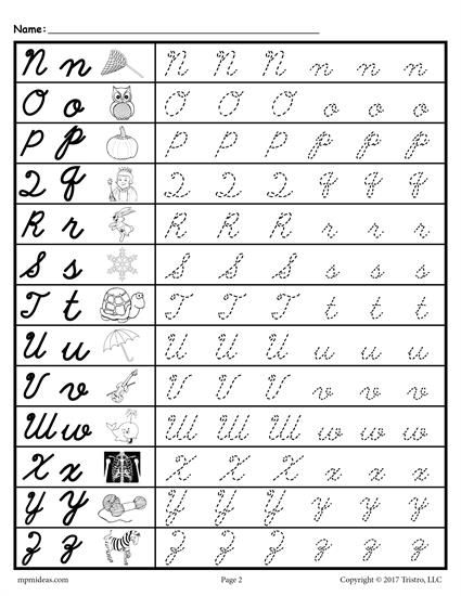Cursive Uppercase And Lowercase Letter Tracing Worksheets 