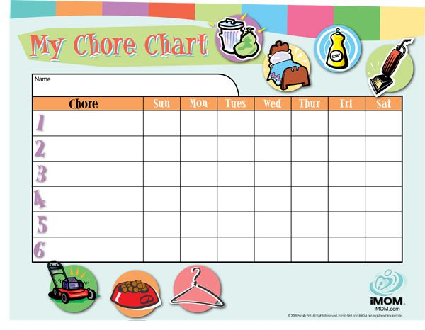 Customizable Chore Chart IMom Chore Chart Kids Chores 
