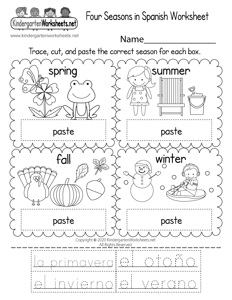 Four Seasons In Spanish Worksheet Free Printable 
