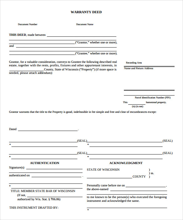 FREE 9 Sample Warranty Deed Form Templates In PDF MS Word