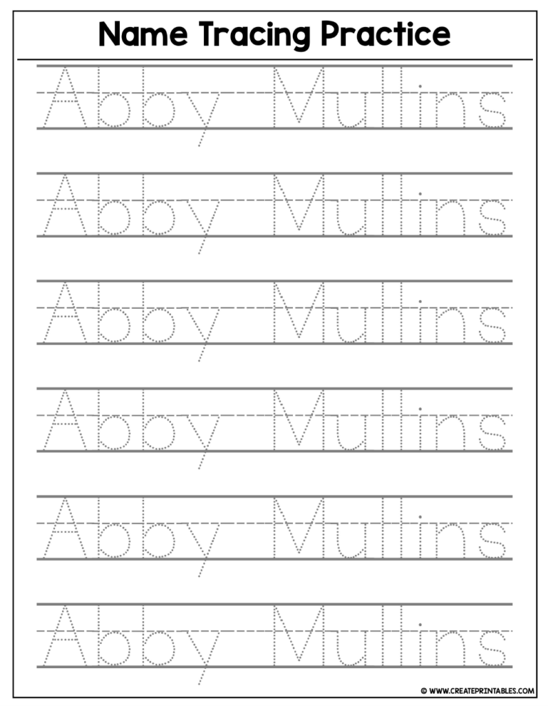 Free Dotted Names For Preschool With Lines