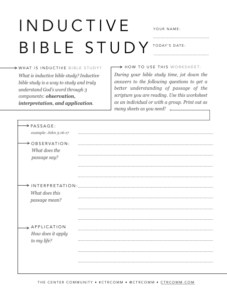 Free Inductive Bible Study Sheet For All Ages Bible 