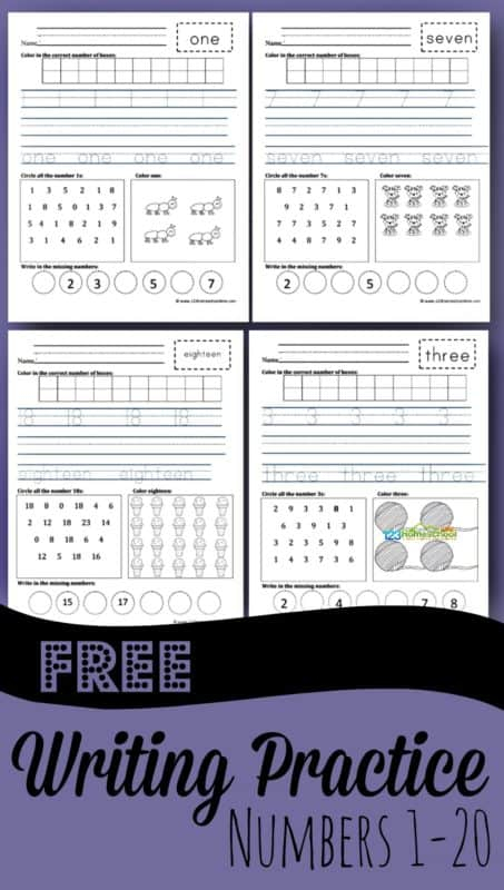 FREE Number Writing Practice 1 20
