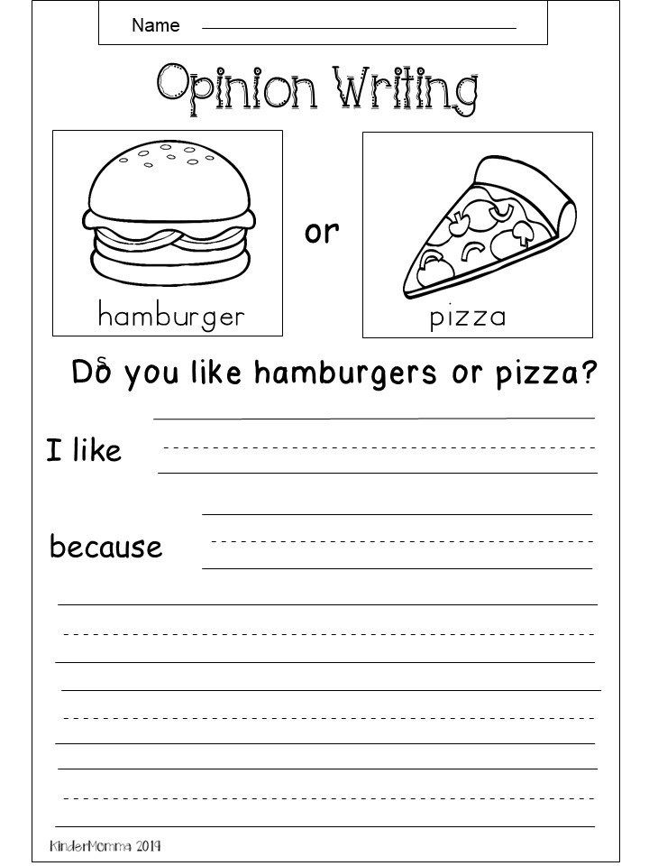 Free Opinion Writing Printable Tacos Vs Hot Dogs First 