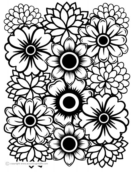 Free Printable Adult Coloring Pages Just Flowers A
