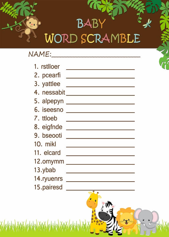 Free Printable Baby Shower Scramble Word Answers Baby 