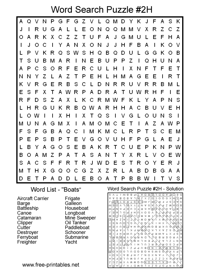 Hard Word Searches Printable Worksheet