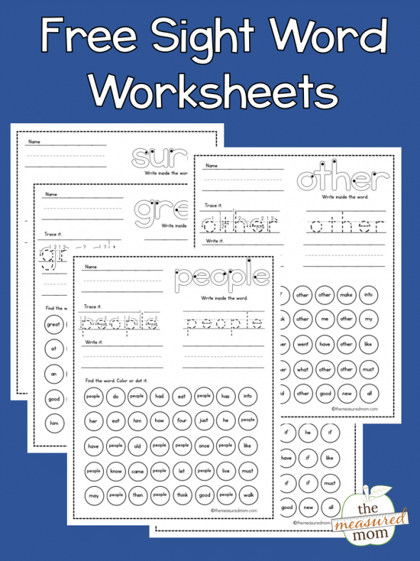 FREE Printable Sight Word Worksheets Homeschool Giveaways