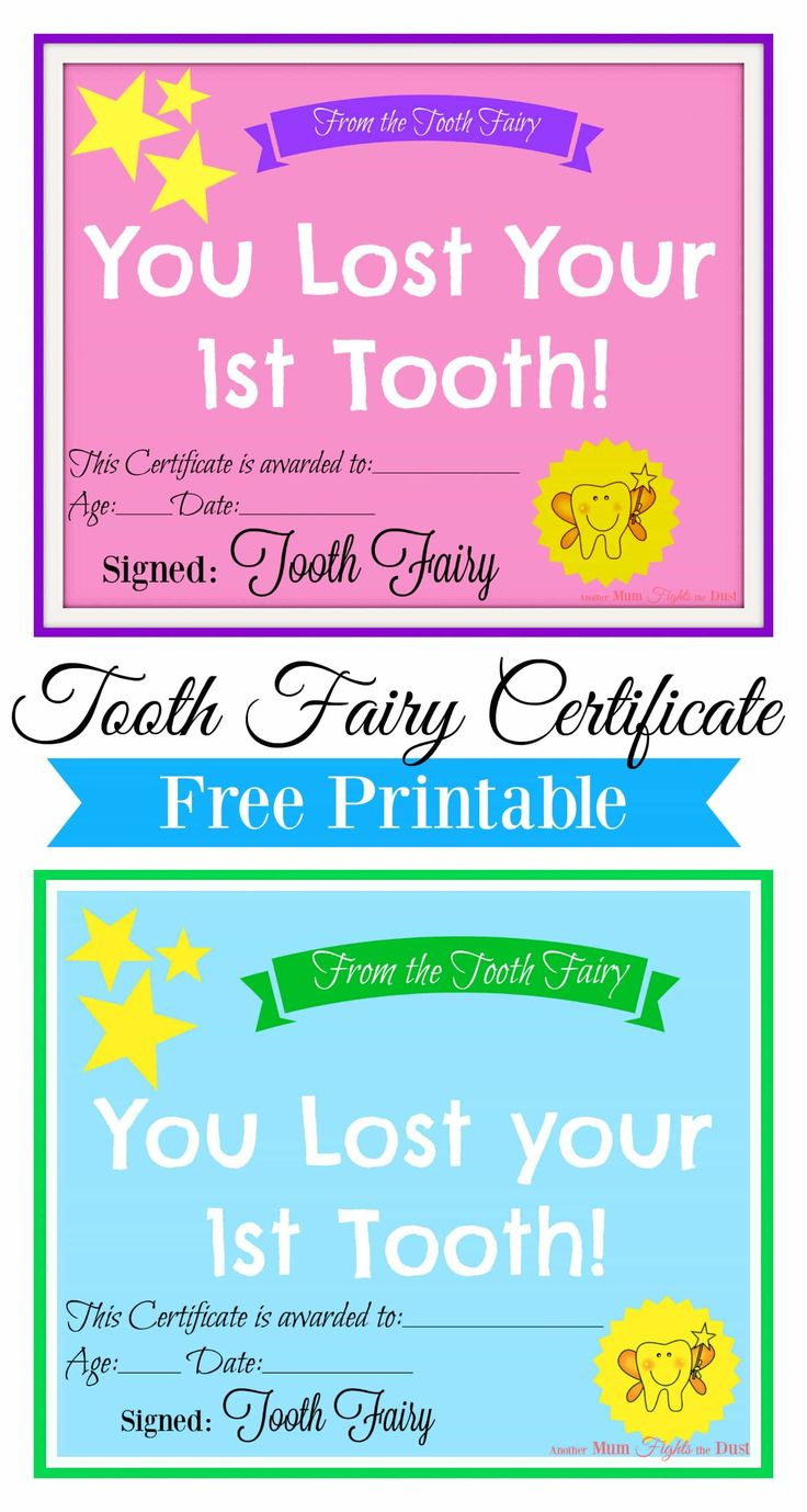 Free Printable Tooth Fairy Certificate Another Mum