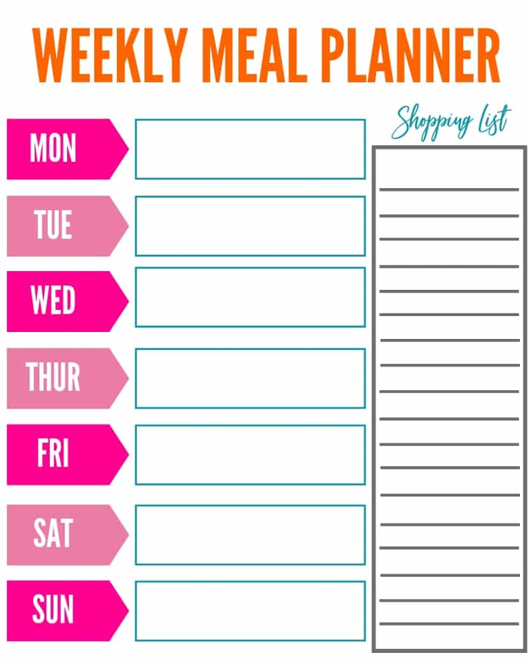 FREE Printable Weekly Meal Planner Bake Me Some Sugar