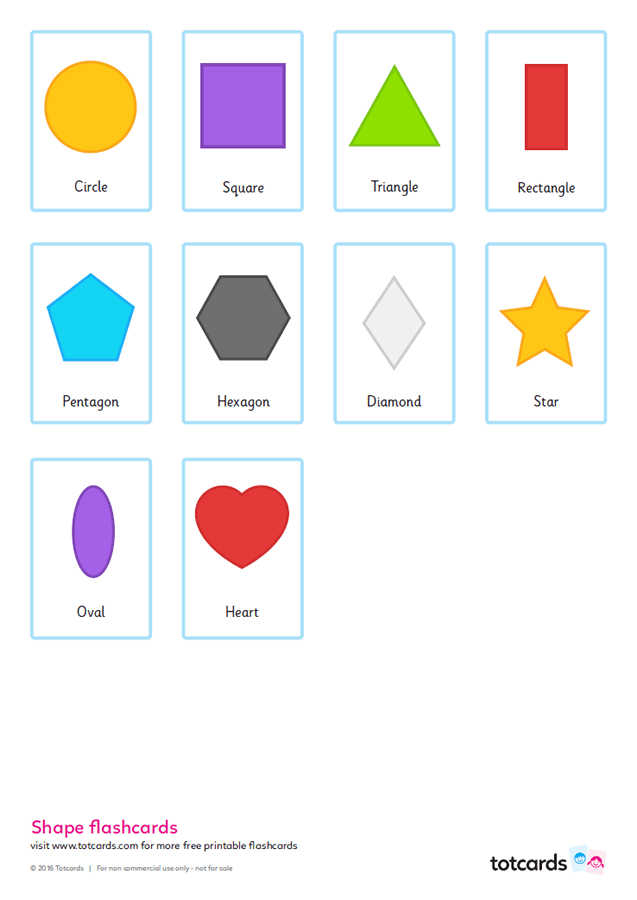Free Shape Flashcards For Kids Totcards