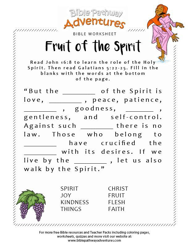 Fruit Of The Spirit Bible Activities For Kids Bible 