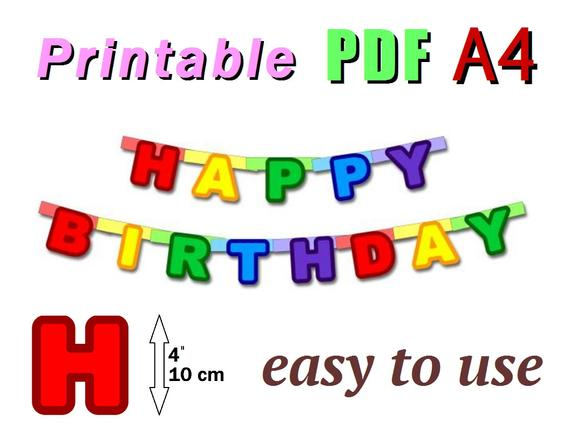 Items Similar To Printable Happy Birthday Banner PDF A4 