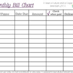 Monthly Bill Chart Printable Free Calendar Template