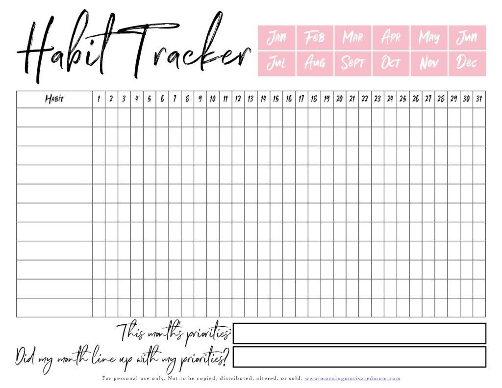 Monthly Habit Tracker Printable Free Printables Planner 