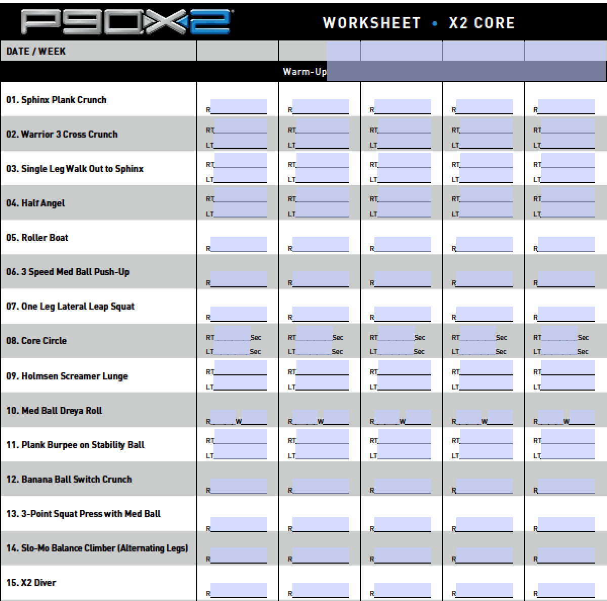 P90X2 Workout Sheets Blog Dandk