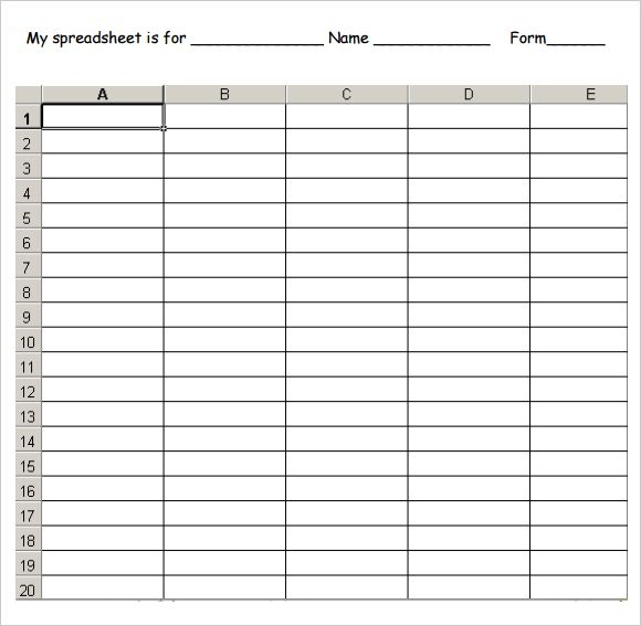 Printable Blank Spreadsheet Templates In 2020 Budget 