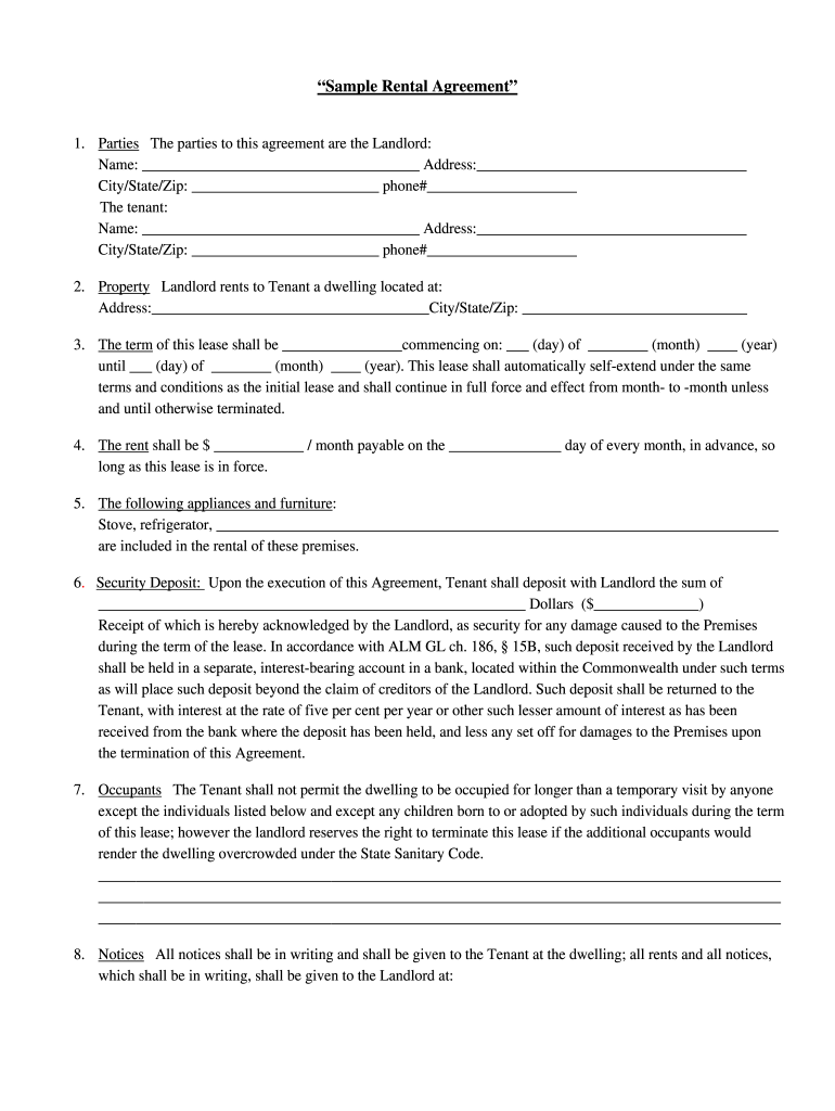 Printable Lease Agreement Fill Online Printable 