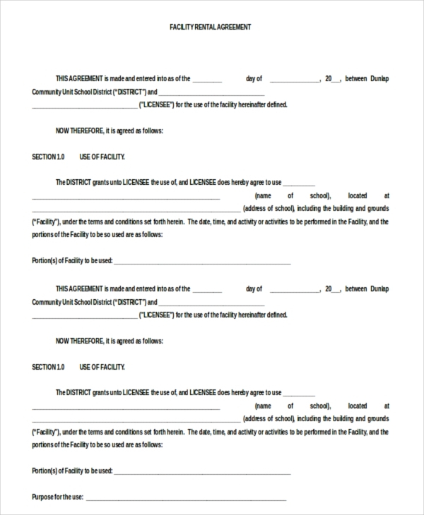 Printable Lease Agreement Free Template Business PSD