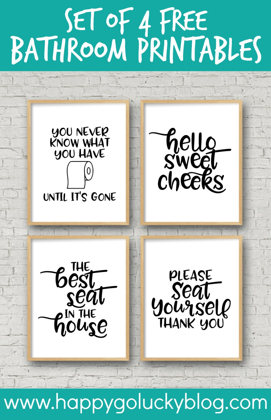 Set Of 4 Printable Bathroom Signs Happy Go Lucky