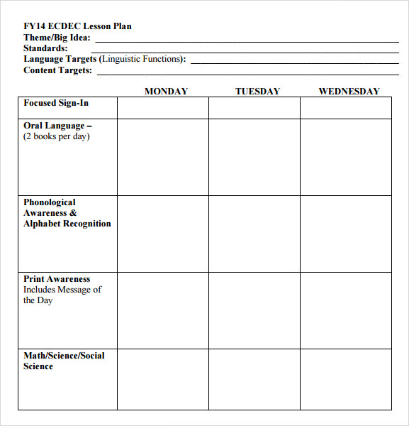 Simple Lesson Plan Template Playbestonlinegames