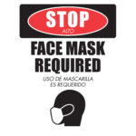 Stop Face Mask Required English Spanish Poster Plum