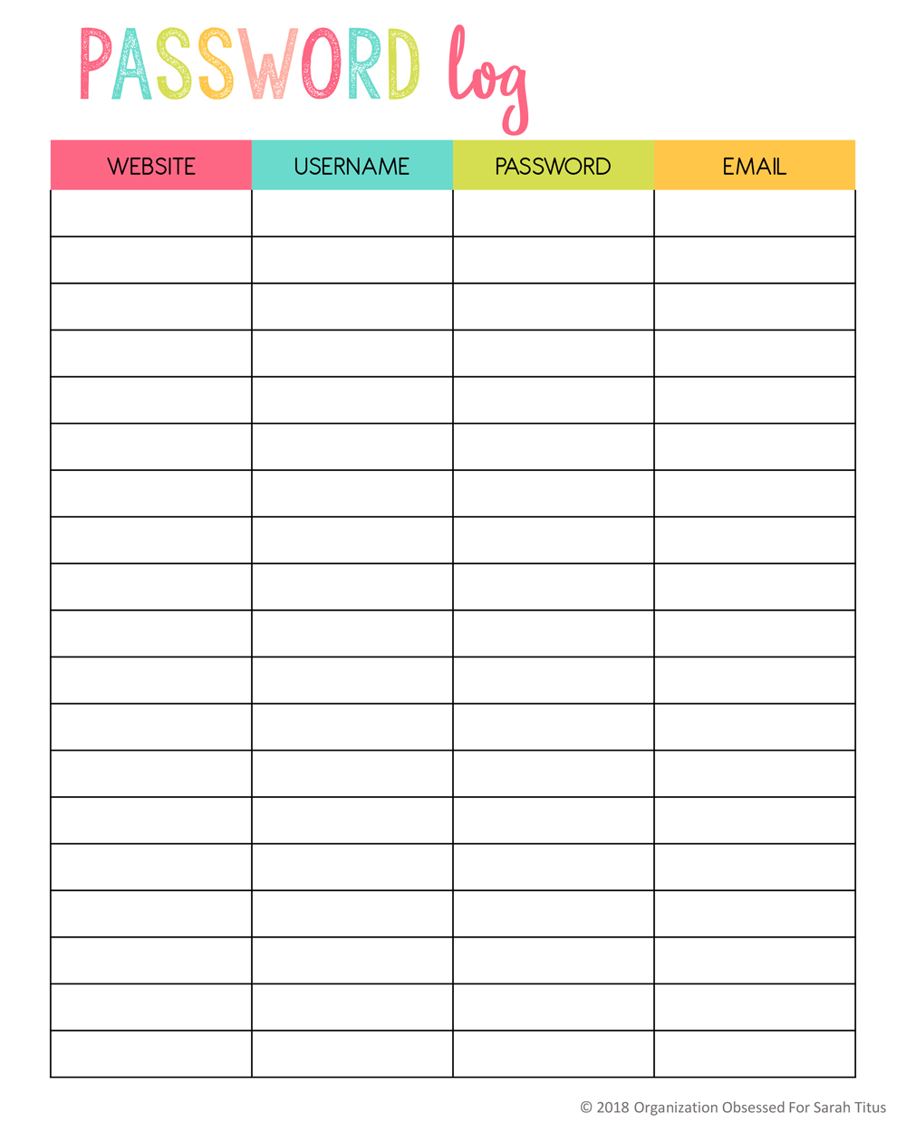 Stupendous Free Printable Password Organizer Pdf Thomas