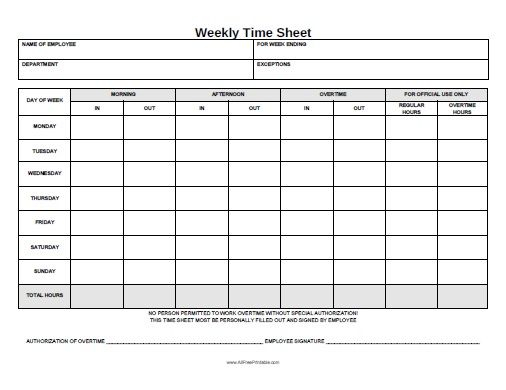 Weekly Time Sheet Free Printable Templates Printable 