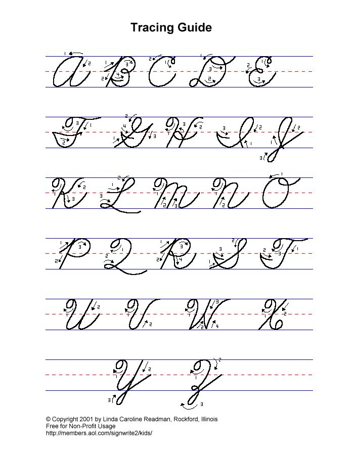 Writing Cursive Letters Alphabets Without Pictures 