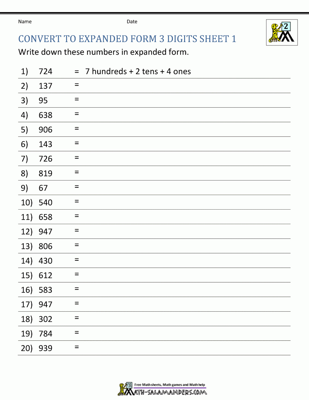 Writing Numbers In Words Worksheets Grade 2 Pdf 