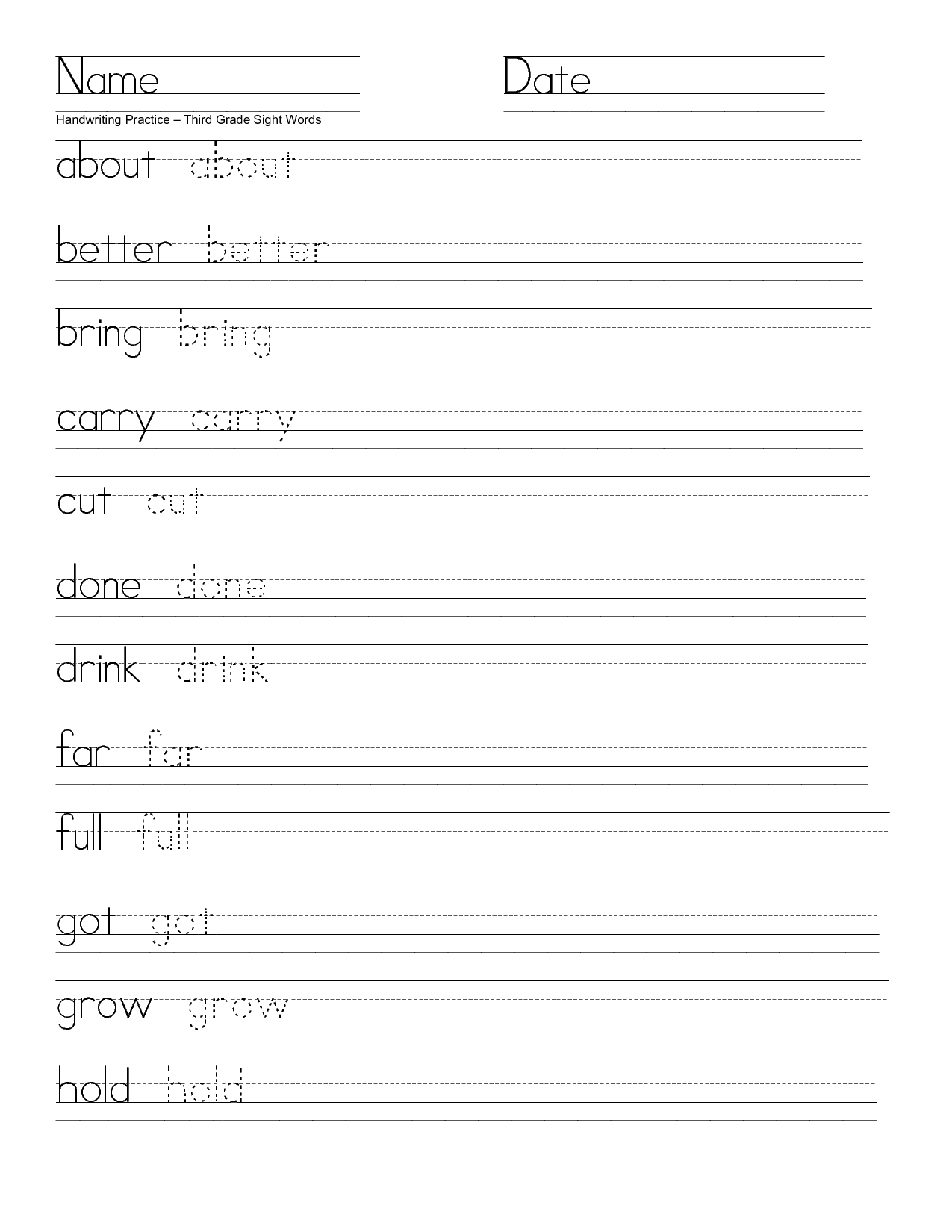 14 Best Images Of Practice Writing Words Worksheets 