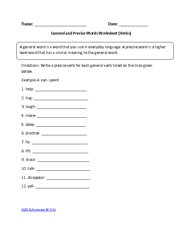 7th Grade English Writing Worksheets DIY Worksheet