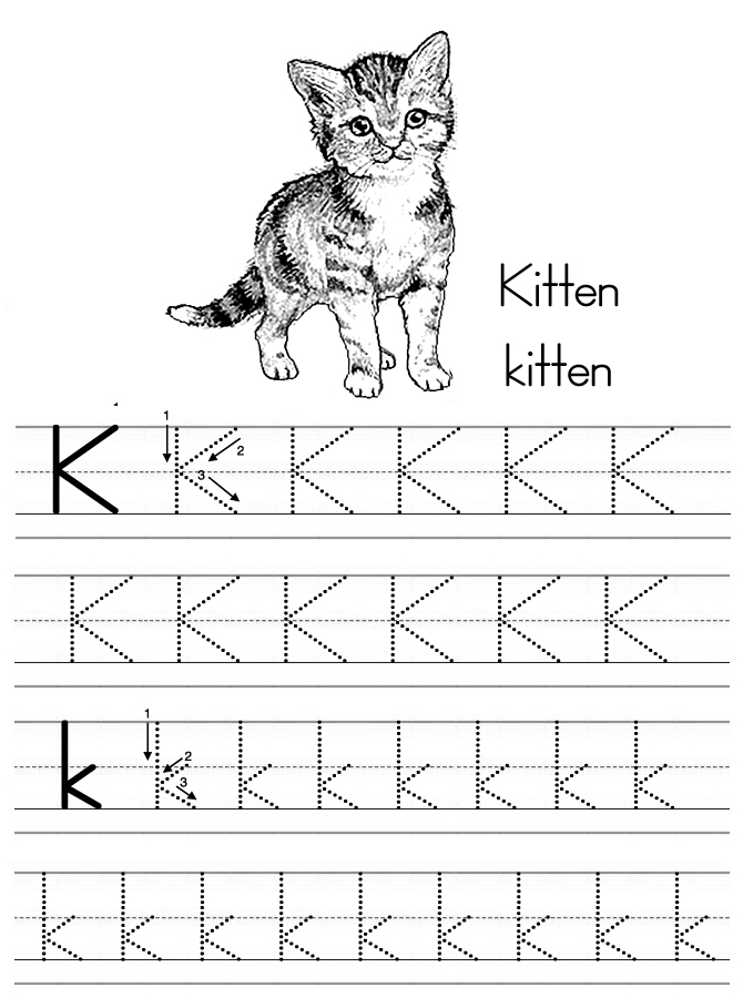 Alphabet letter k tracing worksheet Preschool Crafts