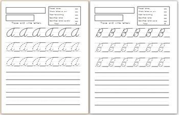 Capital Cursive Letters Handwriting Worksheets 4 Versions 