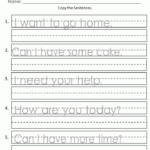 Copying Sentences Worksheets Handwriting Practice