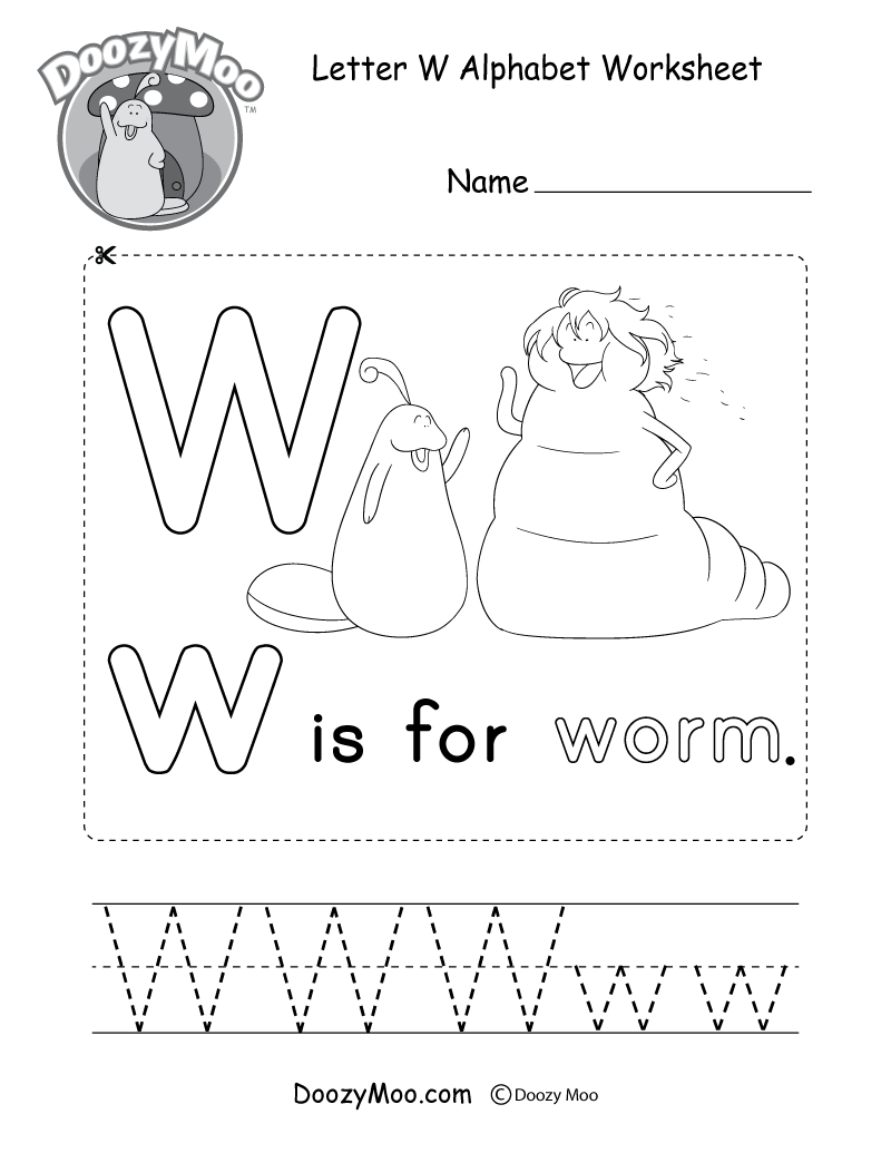 Cute Uppercase Letter W Coloring Page Free Printable 