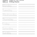 Days Of The Week Writing Practice Sheet 03 Free Days Of
