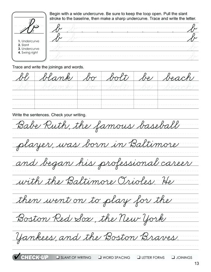 English Cursive Handwriting Worksheets Pdf