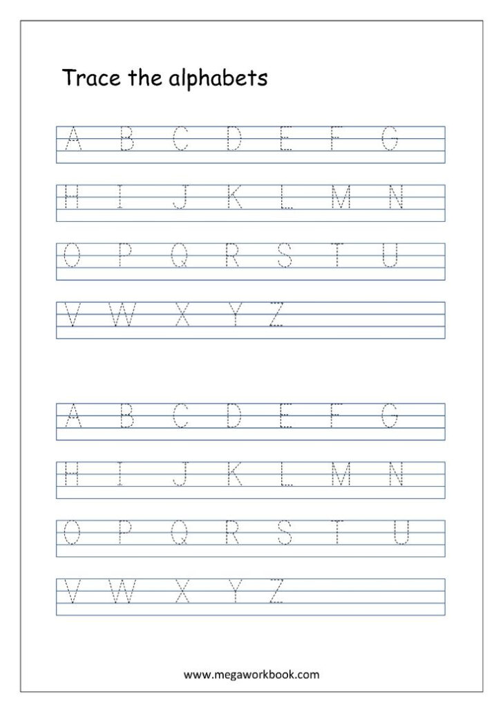English Worksheet Alphabet Tracing In 4 Lines Capital AlphabetWorksheetsFree