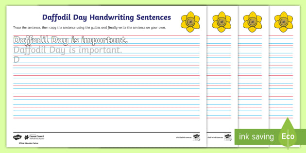 FREE Daffodil Day Year 2 Handwriting Practice Activity 