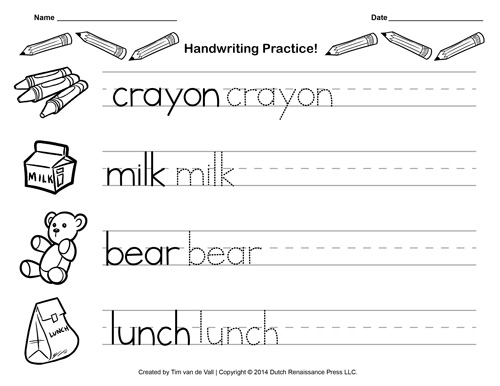 Free Handwriting Practice Paper For Kids Blank PDF Templates