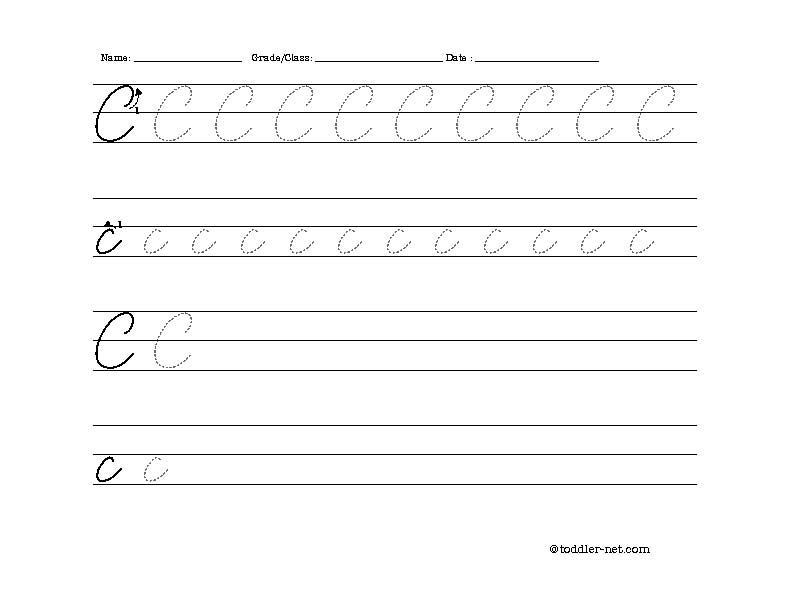 Free Printable Cursive Letter C Worksheet